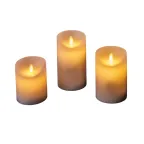                  Фигура светодиодная Свеча на батарейках 2AA (не в/к) в составе набора из 3 штук Диммируемые 1 светодиод Теплый белый свет Пульт ДУ (в/к) ULD-F055 WARM WHITE RC CANDLE SET3
               