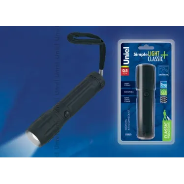 Фонарь универсальный S-LD038-C Black «Simple lightclassic plus» прорезиненный  0,5 Watt LED, упаковка кламшелл, 3хААА н/к, цвет Черный | 07595 | Uniel