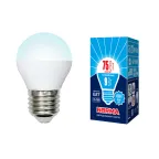 Лампа светодиодная LED-G45-9W/NW/E27/FR/NR Форма шар, матовая. Norma. (4000K).