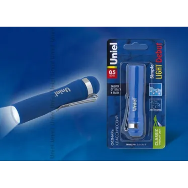 Фонарь универсальный S-LD045-B Blue «Simple Light Debut», пластик, 0,5 Watt LED, упаковка блистер, 1хАА н/к, цвет синий | UL-00000208 | Uniel
