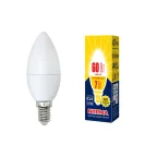 Лампа светодиодная LED-C37-7W/WW/E14/FR/NR Форма свеча, матовая. Norma. Теплый (3000K).