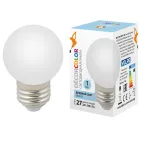 Лампа декоративная светодиодная LED-G45-1W/6000K/E27/FR/С Форма шар матовая. Дневной свет 6000K Картон