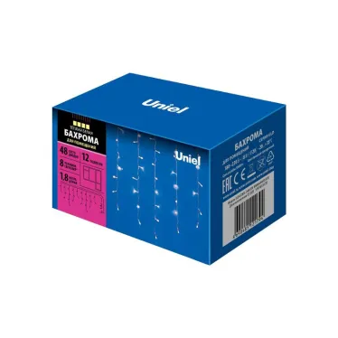 Бахрома без коннекторов светодиодная  с контроллером ULD-B1805-048/DTA WARM WHITE IP20  1,8 м. 48 диодов, шнур прозр. | UL-00005274 | Uniel