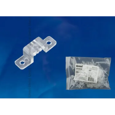 Крепление для LED ленты 220В 10x7мм прозрачный UCC-K10 CLEAR 100 POLYBAG 100 шт/упак | UL-00000866 | Uniel