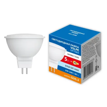 Лампа светодиодная LED-JCDR-5W/4000K/GU53/FR/SLS Форма JCDR матовая Белый свет (4000K) ТМ Volpe