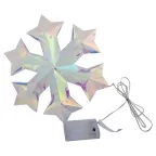                  Светильник декоративный Снежинка на батарейках 3AA не в комплекте 100 светодиодов Белый свет Цвет корпуса радужный TM Uniel ULD-R512 3АА SNOWFLAKE
               