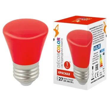 Лампа светодиодная LED-D45-1W/RED/E27/FR/С BELL декоративная LED. "Колокольчик", матовая. Цвет красный | UL-00005638 | Volpe