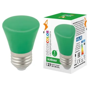 Лампа светодиодная LED-D45-1W/GREEN/E27/FR/С BELL декоративная LED. "Колокольчик", матовая. Цвет зеленый | UL-00005640 | Volpe