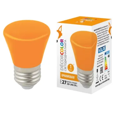 Лампа светодиодная LED-D45-1W/ORANGE/E27/FR/С BELL декоративная LED. "Колокольчик", матовая. Цвет оранжевый | UL-00005642 | Volpe