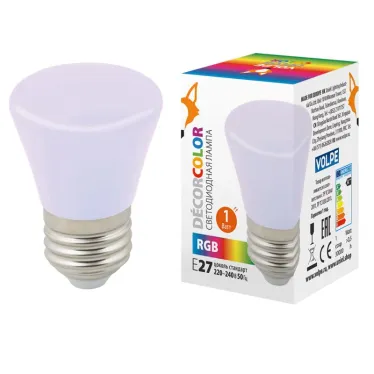 Лампа светодиодная LED-D45-1W/RGB/E27/FR/С BELL декоративная LED. "Колокольчик", матовая. Цвет RGB | UL-00005805 | Volpe