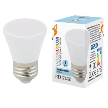 Лампа светодиодная LED-D45-1W/6000K/E27/FR/С BELL декоративная LED. "Колокольчик", матовая. Дневной свет 6000K | UL-00005804 | Volpe