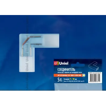 Коннекторы для светодиодной ленты L-образный 220В 3528, 2 контакта UTC-K-22/A67-NNN CLEAR 005 POLYBAG прозрачный 5 шт/упак | 10821 | Uniel