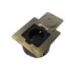                  MultiDesk Лючок с розеткой 2К+З, 16А/250В, IP44 с монтажной коробкой для стены, фальшпола, стола Античная латунь, тип MDK21
               