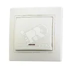                  Выключатель одноклавишный, с подсветкой, бежевый, с бежевой вставкой
               