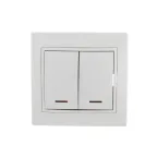                  MIRA Выключатель двухклавишный с подсветкой белый с белой вставкой
               