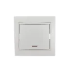                  Выключатель одноклавишный, с подсветкой, белый, с белой вставкой
               