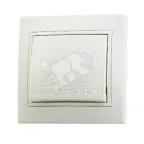                  Выключатель одноклавишный, с бежевой вставкой
               