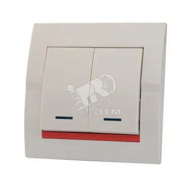 DERIY Выключатель х2 с подсветкой ПБТ белый