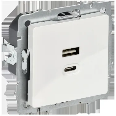 BRITE Розетка USB A+C 45Вт высокоскоростная зарядка РЮ11-2-БрБ белый IEK