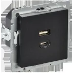 BRITE Розетка USB A+C 45Вт высокоскоростная зарядка РЮ11-2-БрЧ черный IEK