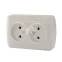 DEMET Розетка двойная без заземления закрытый корпус наружная белая