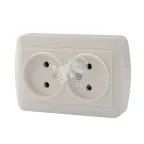 DEMET Розетка двойная без заземления закрытый корпус наружная белая