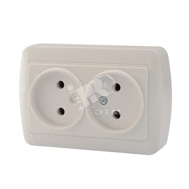 DEMET Розетка двойная без заземления закрытый корпус наружная белая