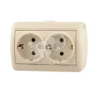                  HATA Розетка двойная с заземлением бежевая
               