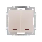                  Выключатель RAIN двойной с подсветкой жемчужно-белый перламутр механизм
               