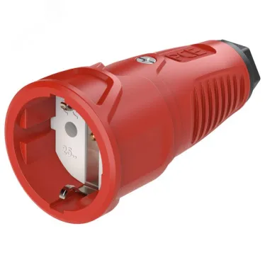 Розетка каб 16A/250V/2P+E/IP20 корпус красный, маркер черный