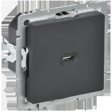 BRITE Розетка USB C 65Вт высокоскоростная зарядка РЮ12-1-БрГ графит IEK