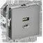 BRITE Розетка USB A+C 45Вт высокоскоростная зарядка РЮ11-2-БрС сталь IEK