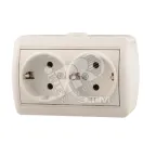                  HATA Розетка двойная с заземлением белая
               