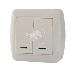                  Демет Выключатель двойной с подсветкой белый
               