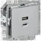 BRITE Розетка USB A+C 45Вт высокоскоростная зарядка РЮ11-2-БрА алюминий IEK
