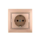 Мира Розетка с заземлением керамика светло-коричневый перламутр