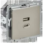 BRITE Розетка USB A+C 45Вт высокоскоростная зарядка РЮ11-2-БрШ шампань IEK