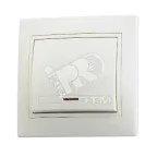                  Мира Выключатель 1клавишный кремовый с подсветкой с кремовой вставкой
               