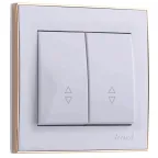                  Выключатель RAIN проходной 2-ой белый с боковой вставкой золото
               