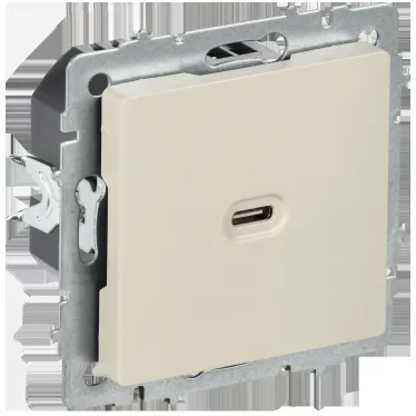 BRITE Розетка USB C 65Вт высокоскоростная зарядка РЮ12-1-БрКр бежевый IEK