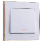                  Выключатель RAIN с подсветкой белый с боковой вставкой золото
               