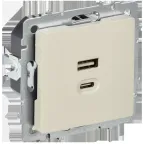 BRITE Розетка USB A+C 45Вт высокоскоростная зарядка РЮ11-2-БрКр бежевый IEK
