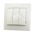                  MIRA Выключатель трехклавишный бежевый с бежевой вставкой
               