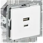 BRITE Розетка USB A+C 45Вт высокоскоростная зарядка РЮ11-2-БрАБ арктический белый IEK