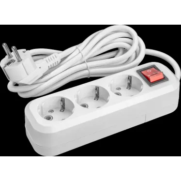 Удлинитель бытовой OPE-S-03-300-ESC-3x0.75 с заземлением с выключателем 3 розетки 3м ПВС 3х0,75 2200Вт