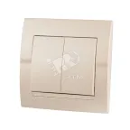                  DERIY Выключатель 2-клавишный ПБТ жемчужно-белый металлик
               