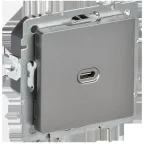 BRITE Розетка USB C 65Вт высокоскоростная зарядка РЮ12-1-БрС сталь IEK