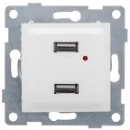 Розетка USB Ugra, механизм, двойной, белый