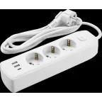 Удлинитель бытовой OPE-USB-03-180-ESC-3x1 с заземлением с выключателем 3 розетки 1,8м ПВС 3х1 2500Вт 2USB-A+USB-C, 2,4А