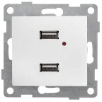                  Розетка USB Bravo, механизм, двойной, белый
               